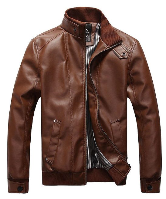 Casual Slim Coats With Zipper Leather Jackets