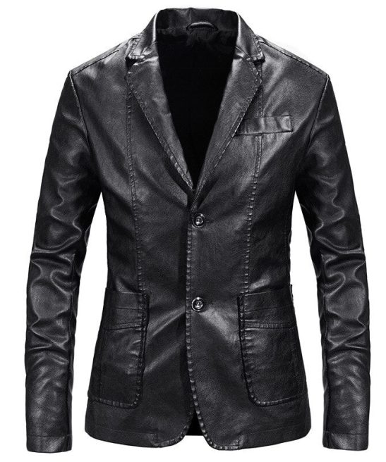 Spring Autumn Casual Business Blazer Leather Jackets