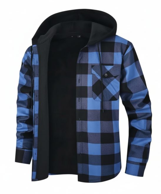 Thermal Flannel Plaid Winter Jacket With Pockets For Men