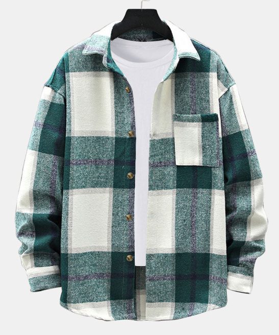 Flannel Plaid Overshirt With Pocket