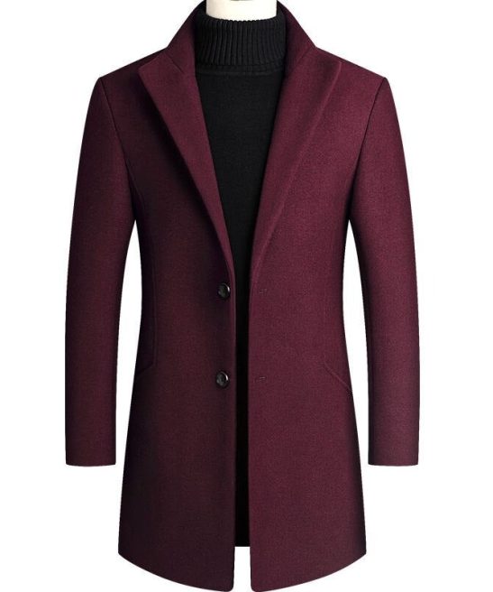 Men's Solid Winter Warm Long Coat